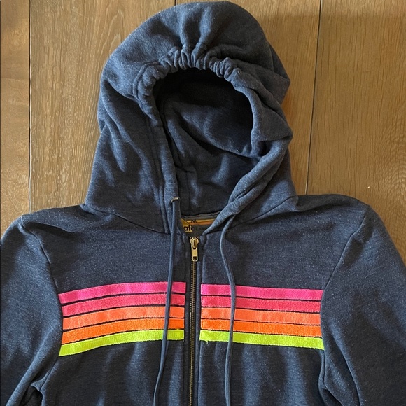 Aviator Nation 5 Stripe Navy Hoodie- M - Picture 2 of 11